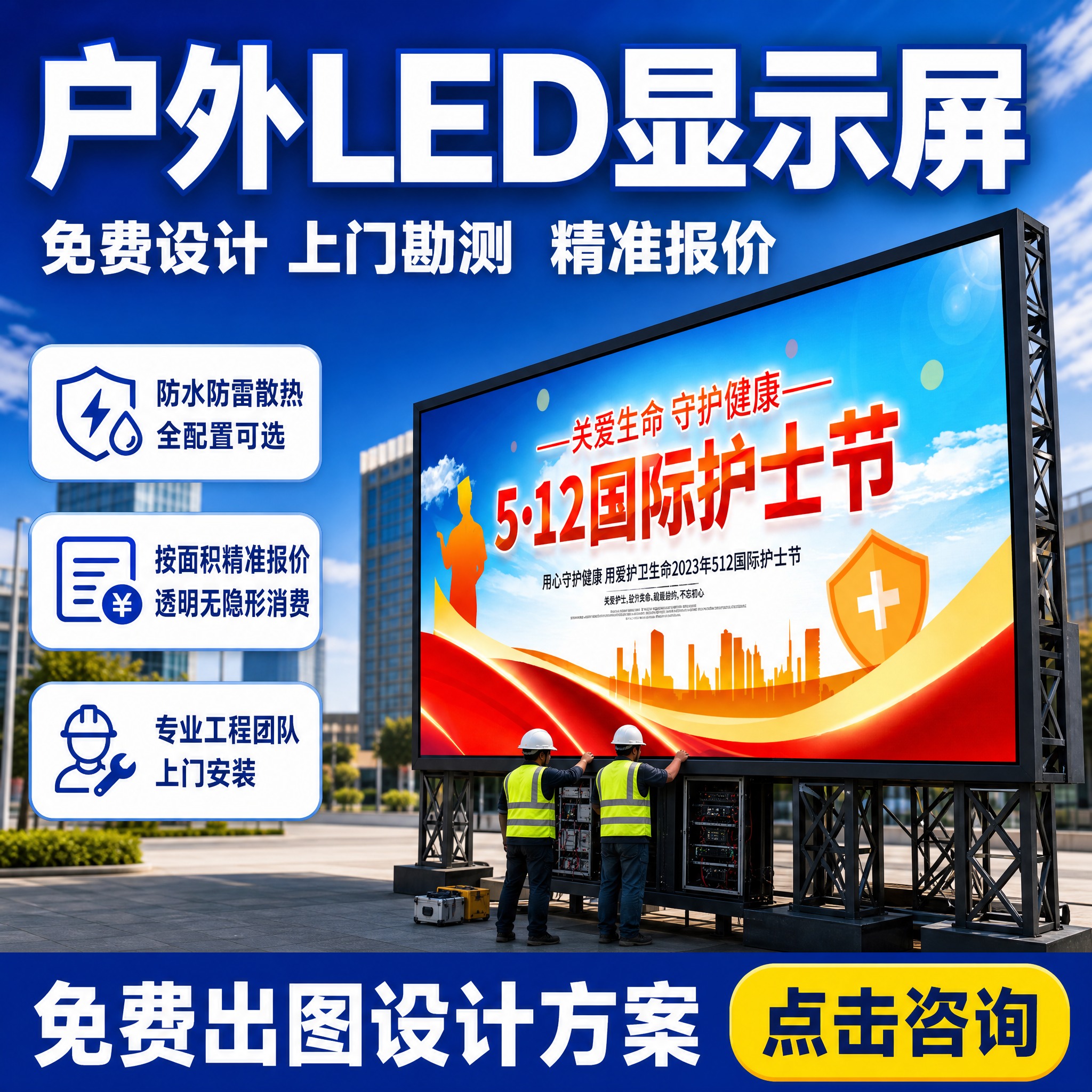 [单张主图] 户外LED显示屏工程服务 爆款促销感主图 1:1… - 图片创意预览