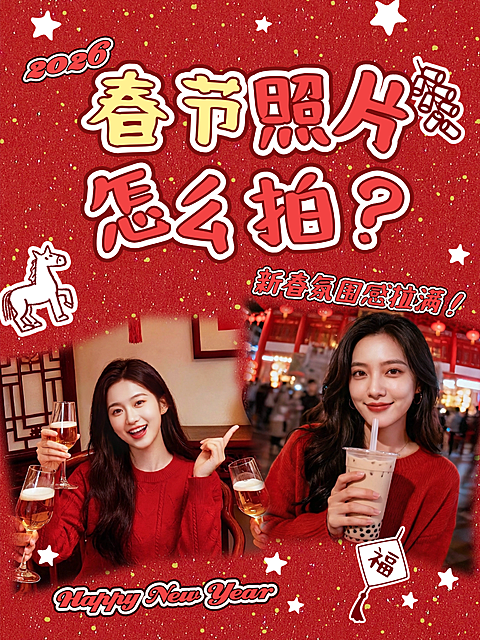 春节攻略指南通用喜庆感小红书封面