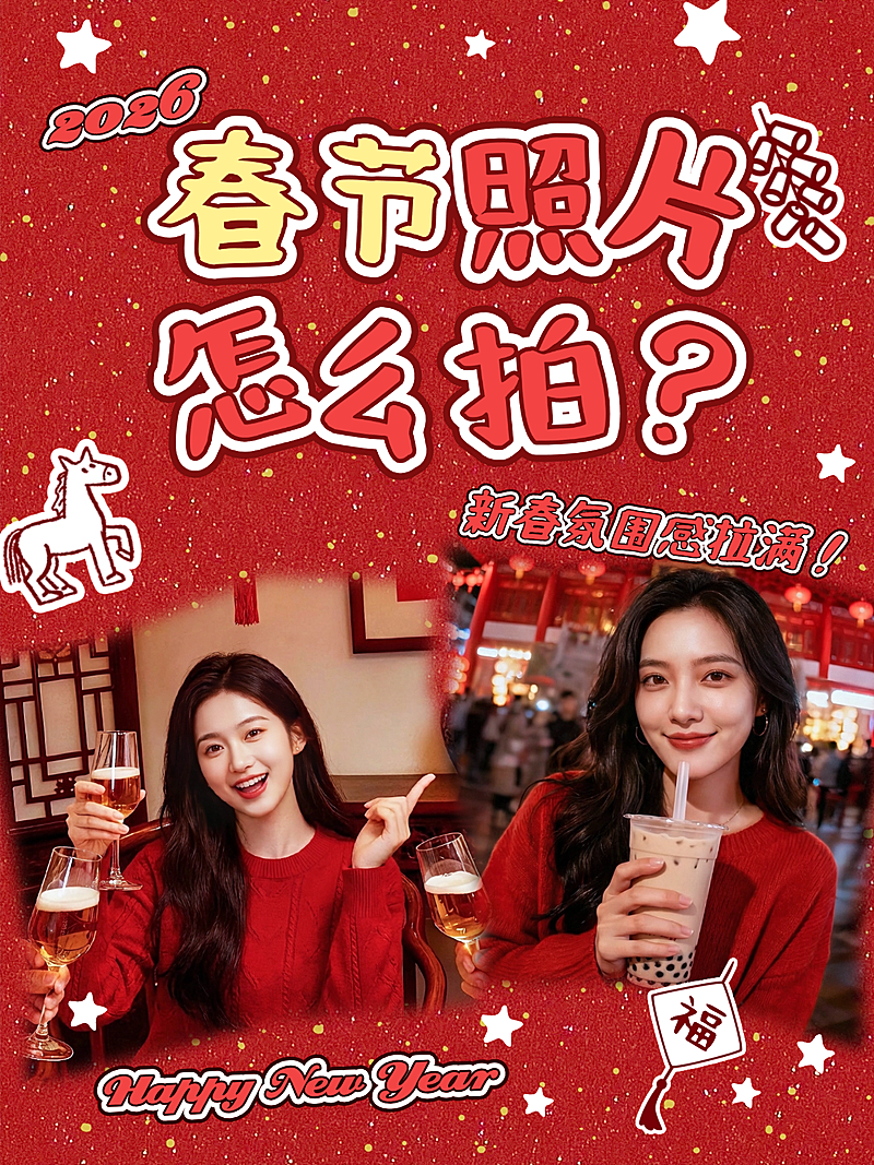 春节攻略指南通用喜庆感小红书封面