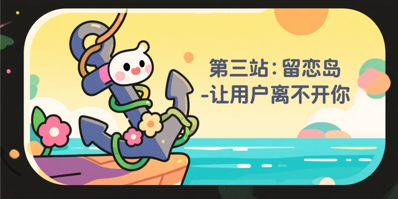 用结构：​ 左侧一个大号精美图标，右侧对应标题和一句话解读。背景统一为淡淡的纯色或渐变。
具体提示词：
获取用户：​ 扁平卡通图标，一个巨大的望远镜，镜头里映出一个小人。背景是淡蓝色渐变。右侧文字：“预览效果