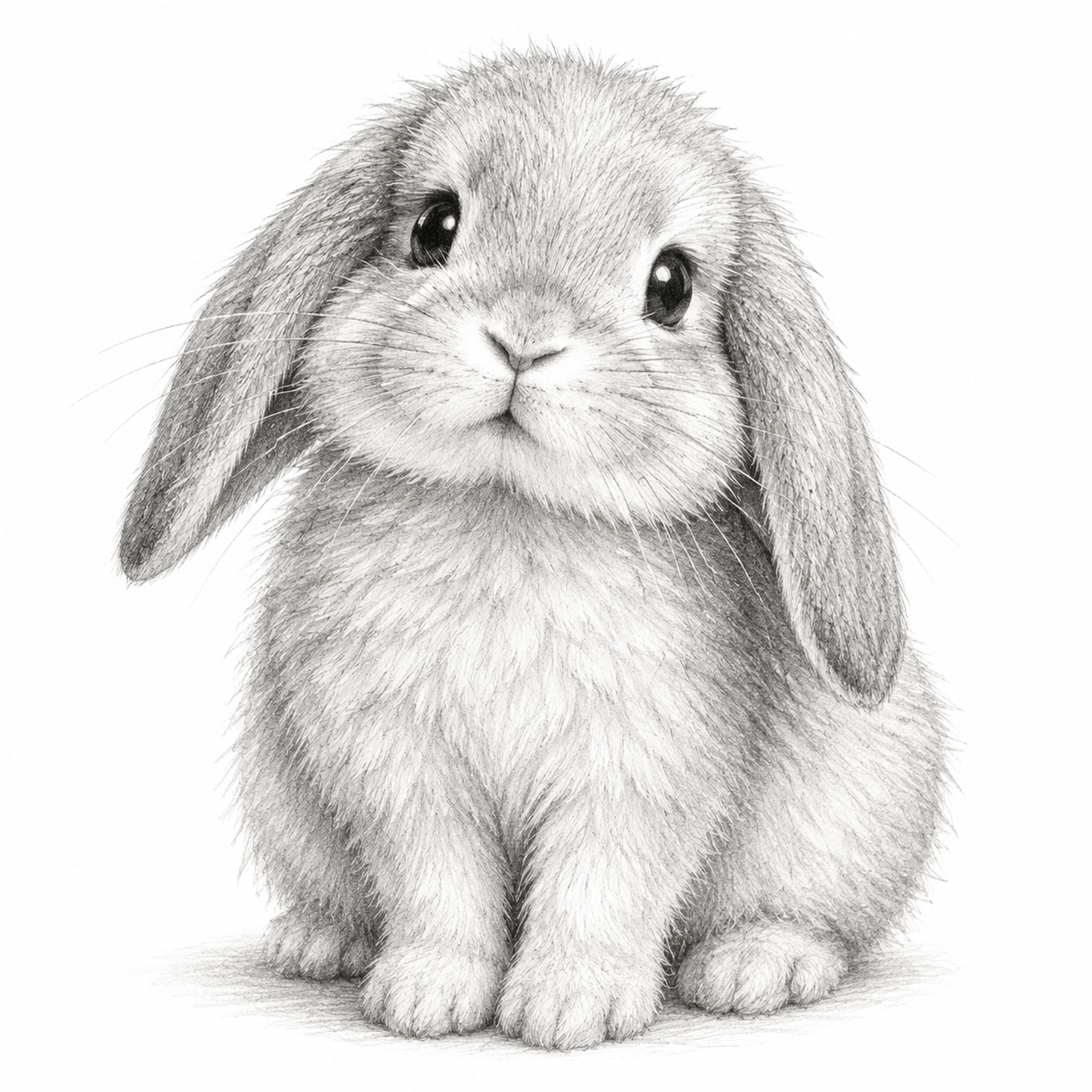一只可爱的兔子素描画，铅笔手绘风格，细腻的线条勾勒出兔子柔软的… - 图片创意预览