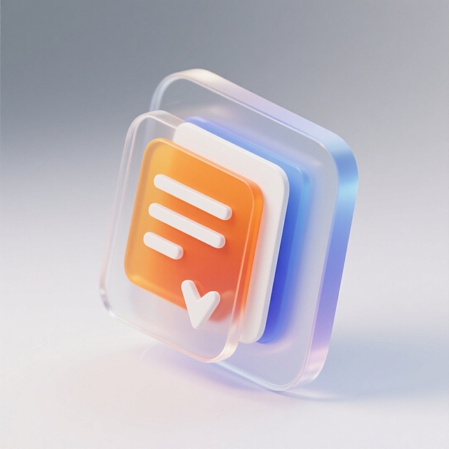 科技感十足的3D玻璃风图标，融合轻拟物设计，清透渐变材质展现未来感，层次分明，光影柔和。