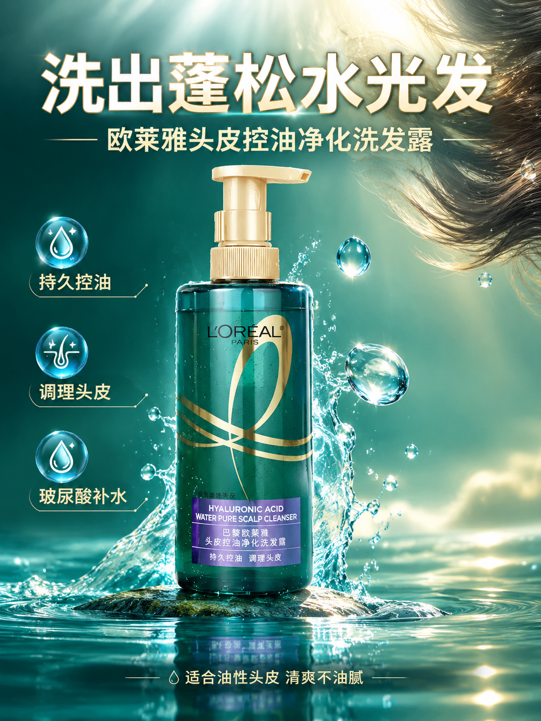 [商品] 使用【图1】欧莱雅头皮控油净化洗发露；保留深青绿透明… - 图片创意预览