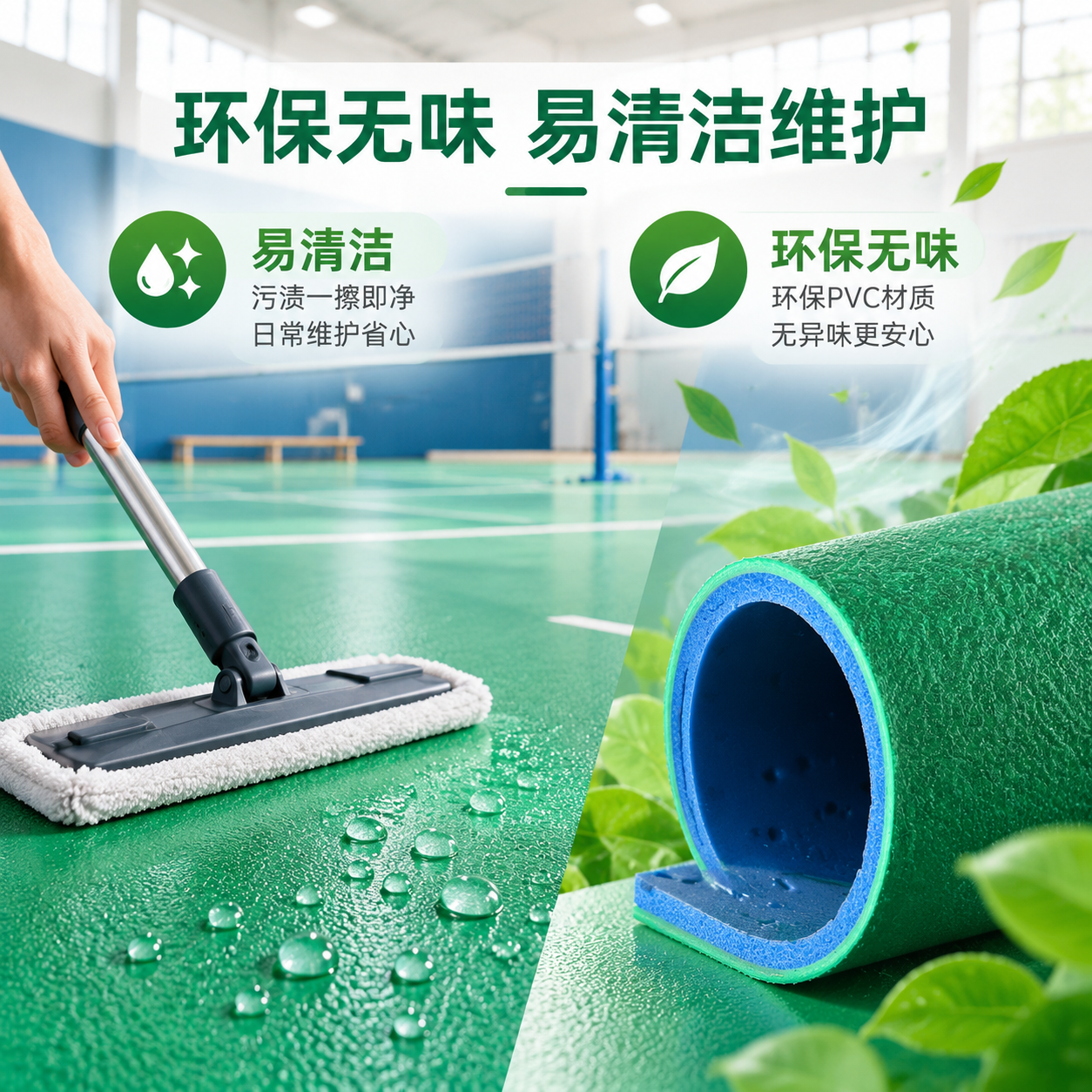 将背景替换为明亮的室内羽毛球场地局部，干净整洁的场馆环境。画面… - 图片创意预览