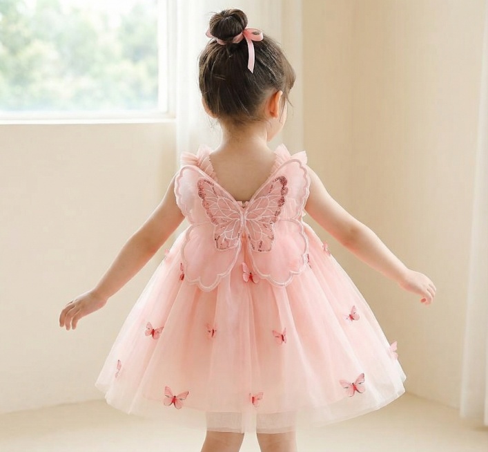 这个衣服是衣服的背面 生成一个小女孩模特穿上图中衣服的背面预览效果