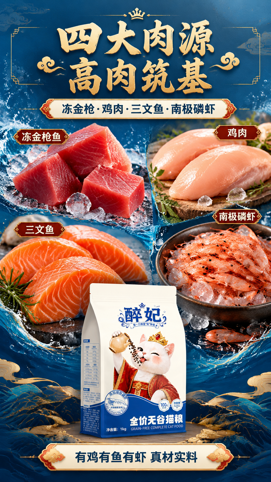 [商品] 使用【图1】醉妃全价无谷猫粮包装袋；保留所有包装文字… - 图片创意预览