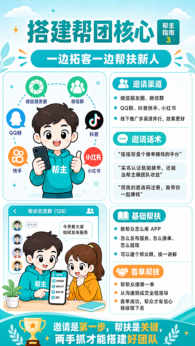 基于原图修改，统一大标题和副标题的风格，在大标题右上角添加帮主指南第三条，保持原图的所有内容、排版、配色和尺寸不变