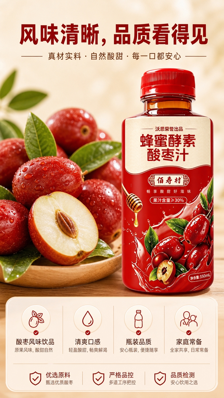 [商品] 使用【图1】沃思佰寿村蜂蜜酵素酸枣汁350ml瓶装；… - 图片创意预览