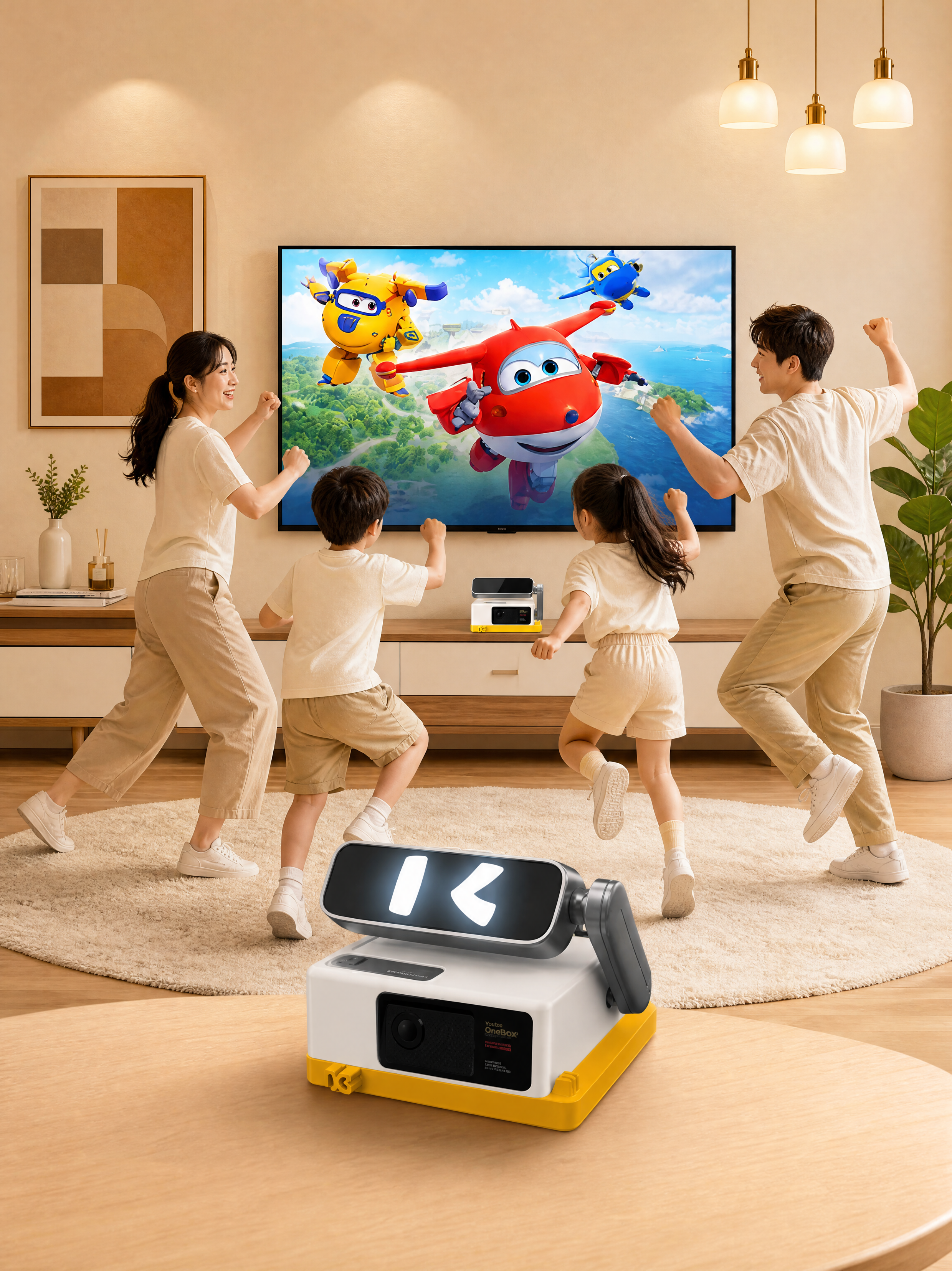 体感互动游戏机，严格参照上传产品图，完整保留所有可见组件、部件… - 图片创意预览