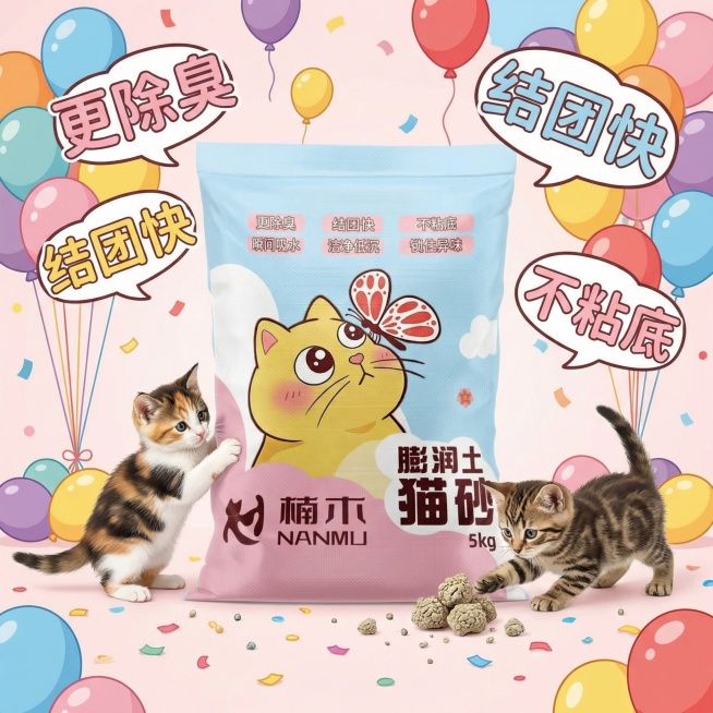 我是在拼多多卖猫砂的 帮我设计十张主图 可爱一点 最好有小猫预览效果