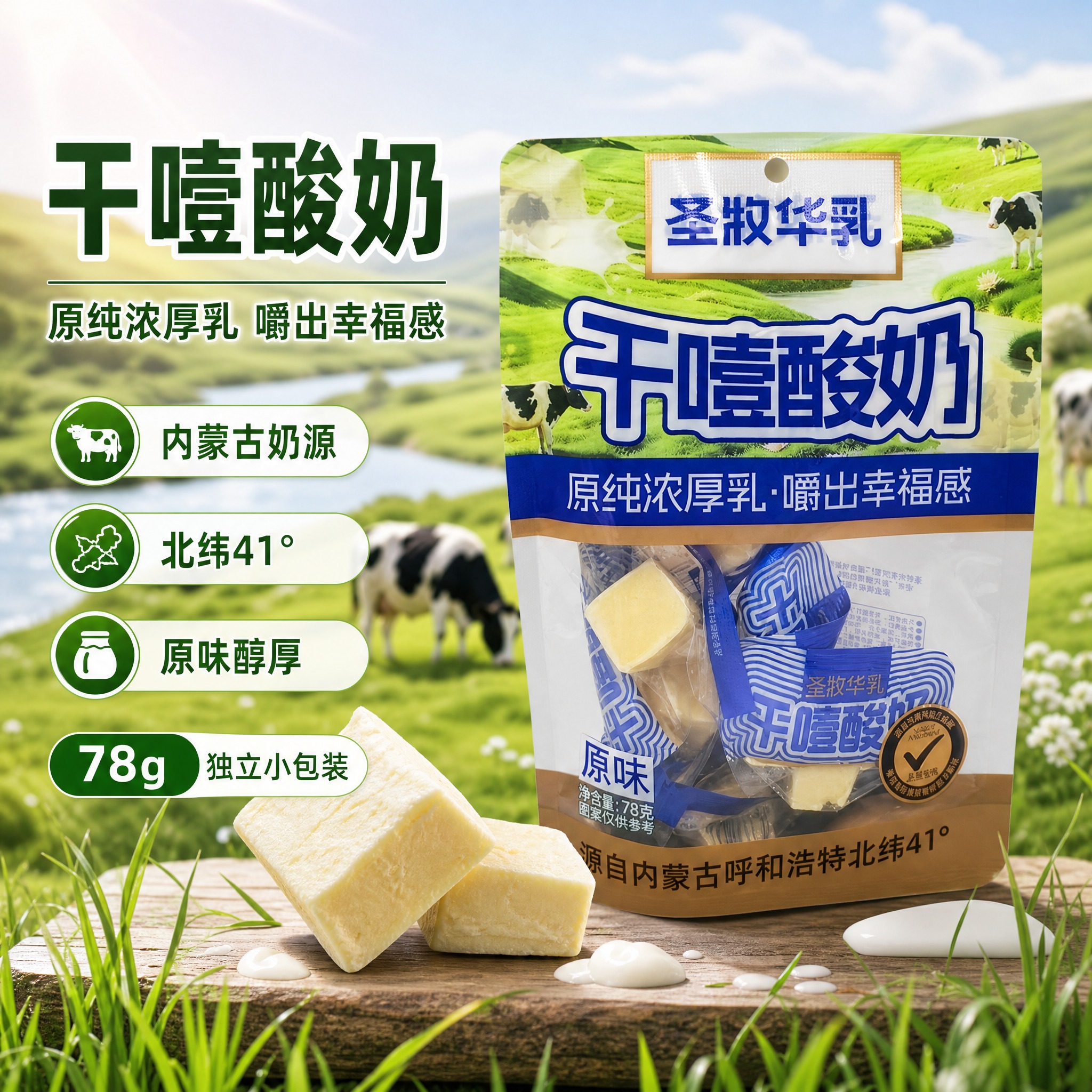 [主图-9] 圣牧华乳干噎酸奶原味 爆款促销感主图，突出原纯浓… - 图片创意预览