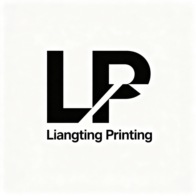 字母标Logo设计，字母组合"LP"（Liangting Printing），印刷行业品牌，极简几何风格，布尔运算穿插结构，像素级精确对齐，现代商务简约，矢量图形，白底干净背景预览效果