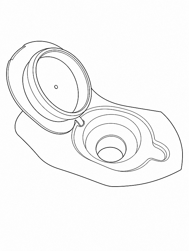 去除图中的手指，将整个产品转换为干净的黑白线稿风格，保留产品的结构轮廓和细节线条，黑色线条清晰，白色背景，线条流畅准确，产品结构完整