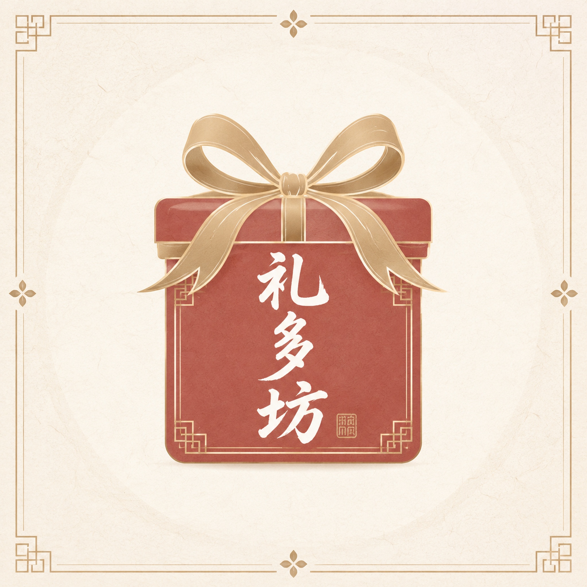 外卖店铺Logo头图，店名「礼多坊」，礼品店品牌标识。中式雅致… - 图片创意预览