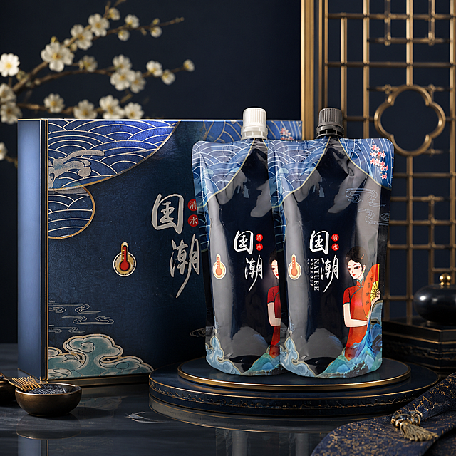 理发店专用鑫姿芳香染发膏礼盒展示，国潮包装设计，高端质感背景，电商主图，无功效性文字