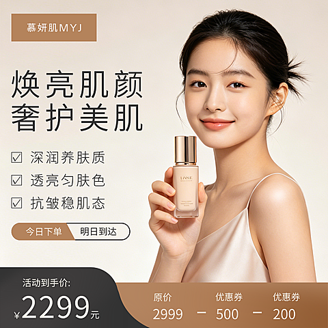 轻奢感精致人像化妆品促销商品主图