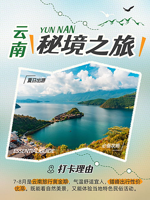 云南旅行小红书封面配图海报