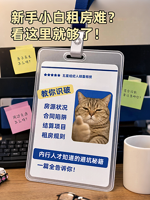 租房小白经验避坑指南小红书封面热梗表情包