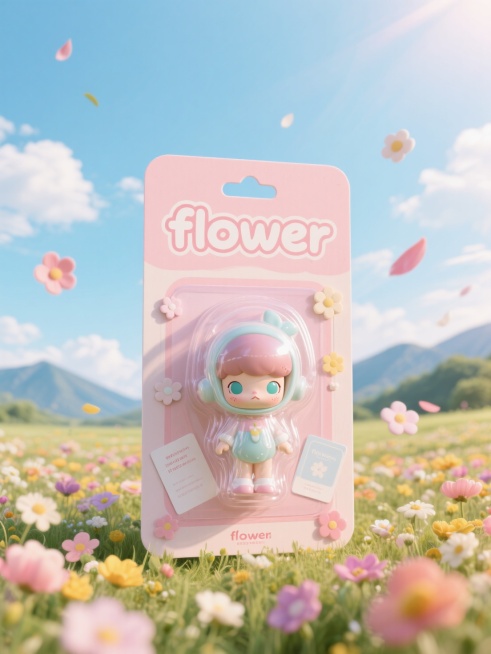 盒子上有描边文字“flower”预览效果