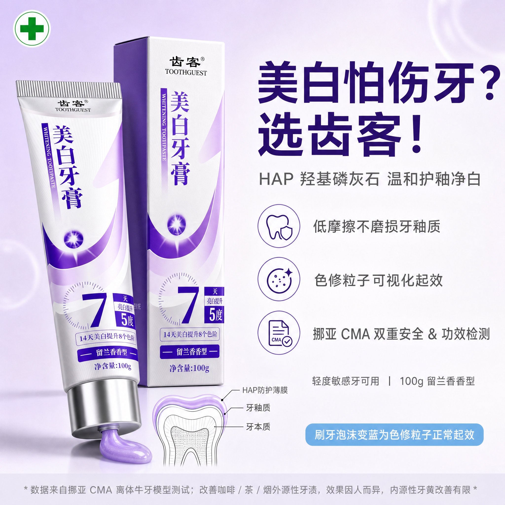 [单张主图] 齿客HAP羟基磷灰石美白牙膏电商主图，爆款促销感… - 图片创意预览