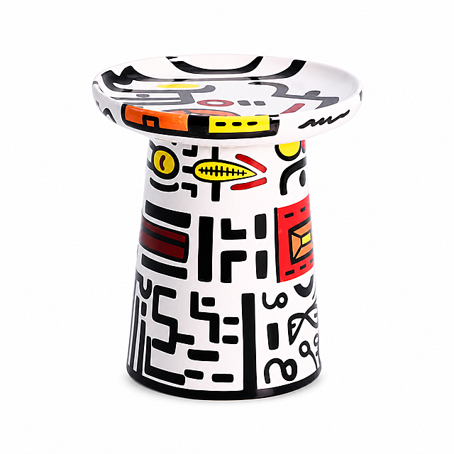 产品精修，产品置于纯白背景上，专业商业棚拍光，5500K标准中性白光，轮廓光，体积光，曝光正确，强烈真实立体感，标准透视校正，正常透视焦段，保持同类机位，接地处保留干净浅淡的自然接触阴影，严禁大片投影、脏灰阴影和悬浮感，主体居中，商品完整入画不裁切，商品外轮廓视觉体量约画面60%-80%，四边均匀留白约10%-20%，严禁满幅铺满与贴边顶满，极致超清画质，细节清晰锐利，商业级实拍质感，保留原图真实材质与结构细节，明显提升商品表面洁净度，清理灰尘、污渍、指纹，让表面从脏旧发闷变为干净可售卖状态，修复边缘毛糙、锯齿，边缘自然清晰过渡，基于原图材质恢复纹理、折射、高光和工艺细节，避免糊成塑料感，清除底纹、杂色背景，锁定原图商品颜色，颜色以输入图为唯一参考，分段部件颜色边界按原图锁定，锁定原图商品轮廓、件数、部件位置、连接关系、标签文字和可见功能细节，只做精修不重绘结构，支撑关系清晰，腿部数量与连接结构正确，保留原图必要缝线分区与包边厚度，禁止改腿数、扶手形状、靠背高度或软包比例，陶瓷质感，莹润光泽，瓷面细腻，色泽温润，前侧视图，比例1:1