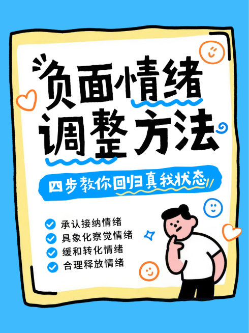 蓝色卡通趣味情绪管理方法指南小红书封面预览效果