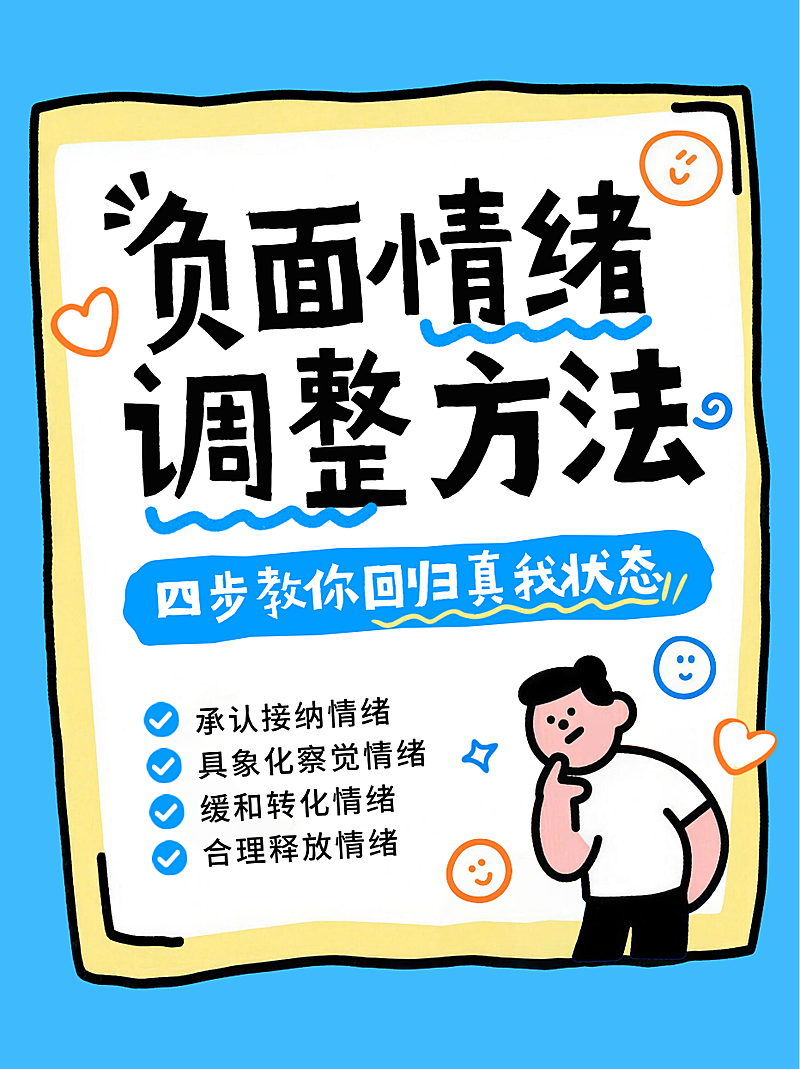 蓝色卡通趣味情绪管理方法指南小红书封面