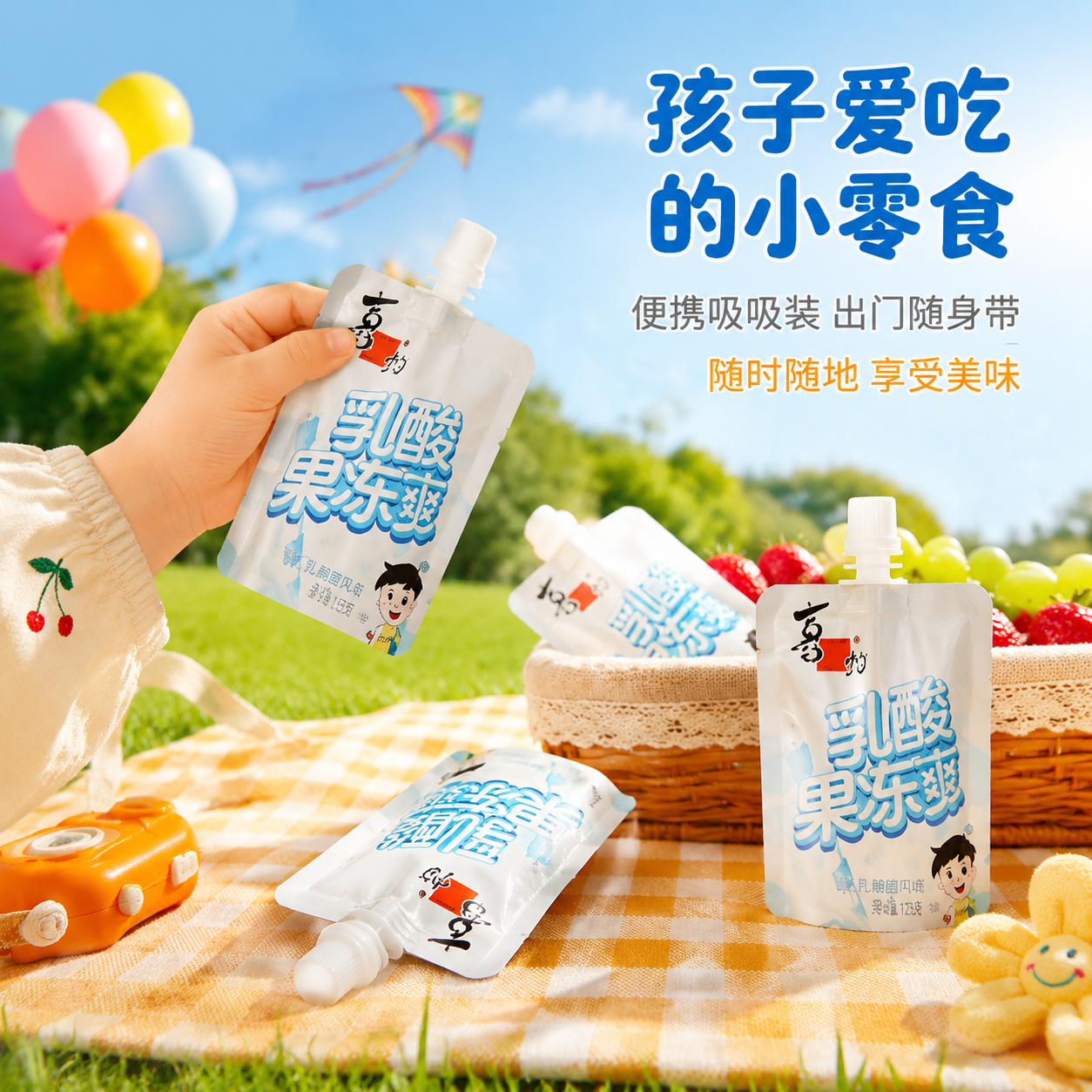 [主图-4] 场景与体验，展示儿童食用果冻爽的欢乐场景与便携性… - 图片创意预览