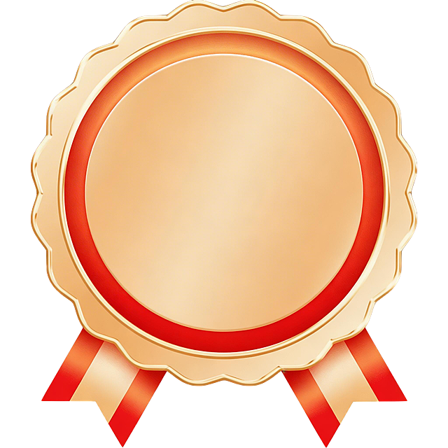 去除这枚金色奖章图片上的所有水印文字，保留奖章和飘带的原始样式，背景保持纯白色