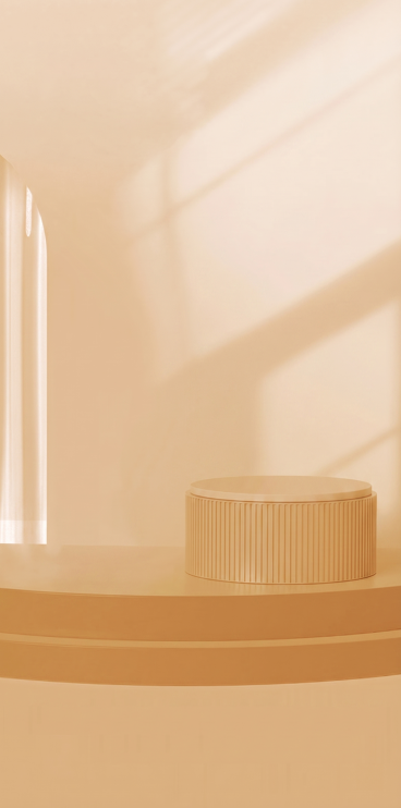 去掉图中的玻璃杯和上方的枸杞，保持背景和左侧拱门、展示台的整体浅暖米色风格不变，保持整体光影和构图不变，填补去除后的区域与原图背景融合自然预览效果