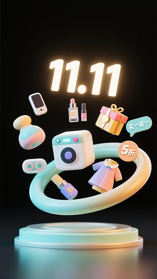 🎁极简科技风双 11，商品旋转折扣诱人✨