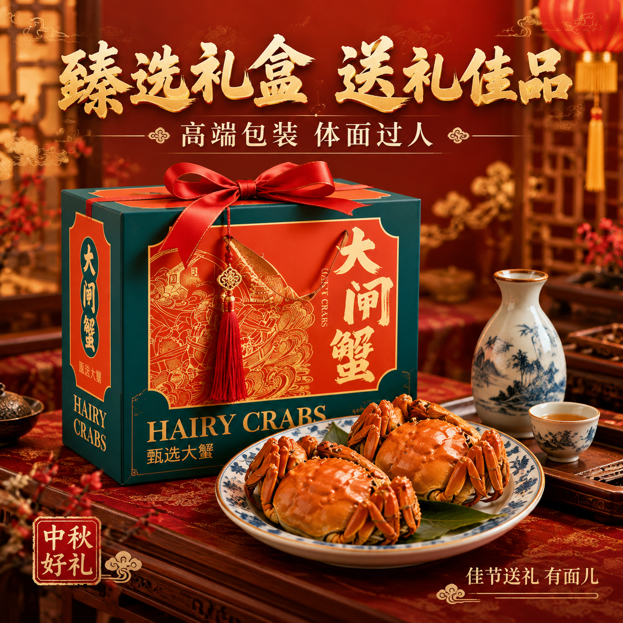 [主图-4] 礼盒包装送礼场景图，核心任务是展示礼盒的高端包装… - 图片创意预览