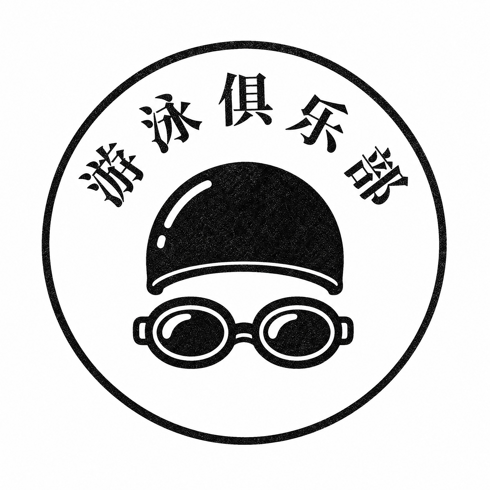 一枚20mm圆形印章设计，纯黑色印章质感，白色背景。中间是一个… - 图片创意预览