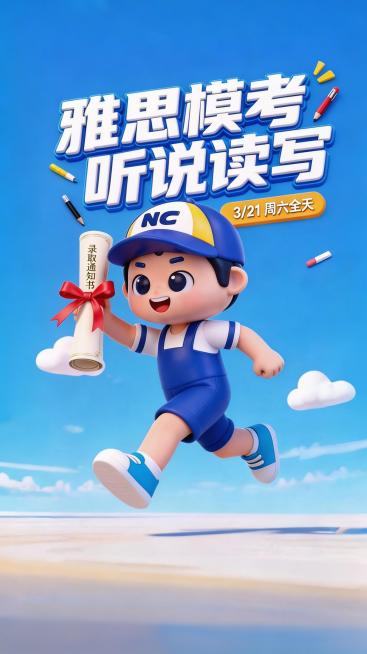 主标题文字比例适度放大，卡通不变，黄色时间色块不要压在卡通帽子下面预览效果