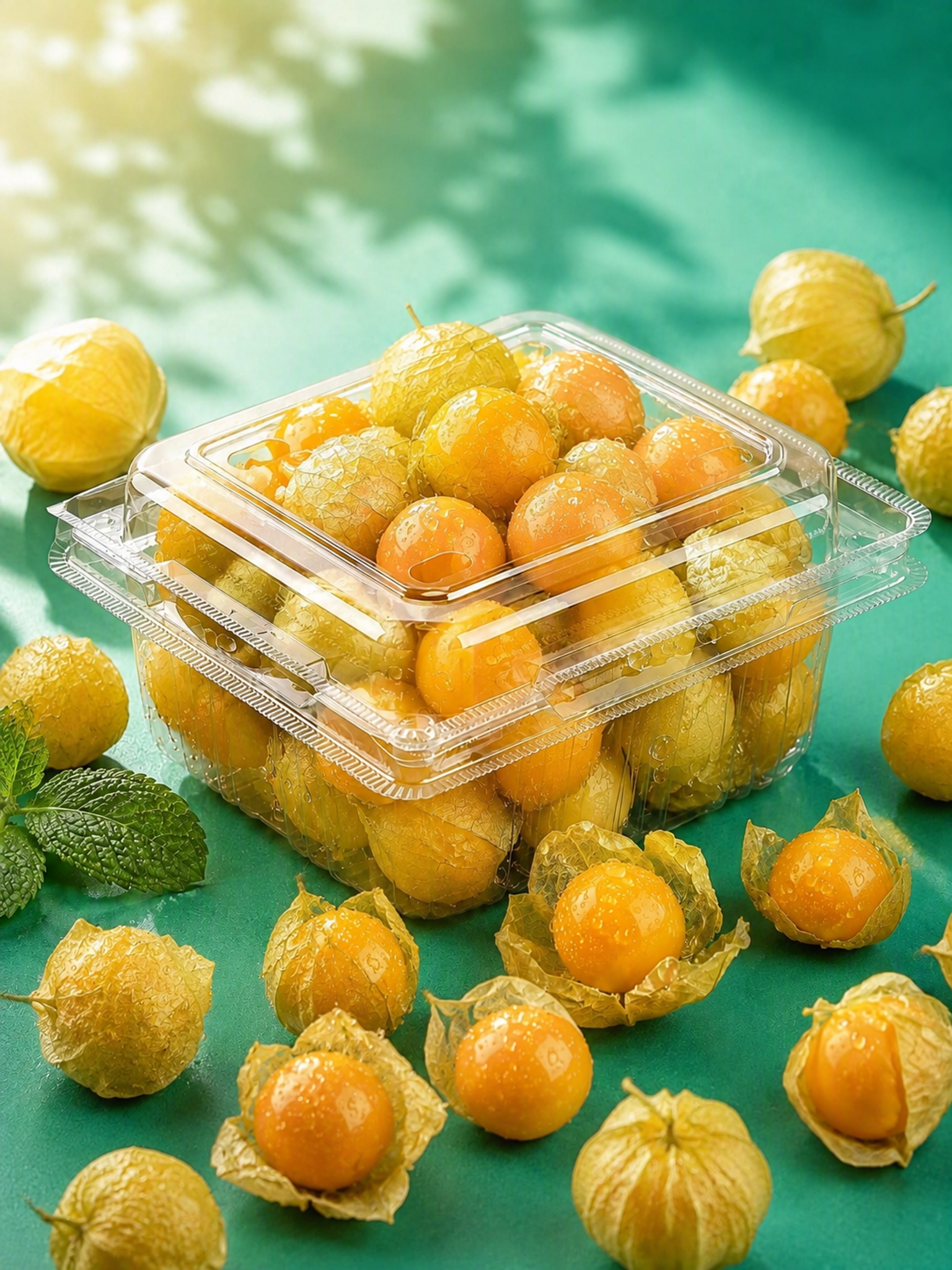 让透明塑料盒里的菇娘果数量更多更饱满，盒子装得更满更充实，果子… - 图片创意预览