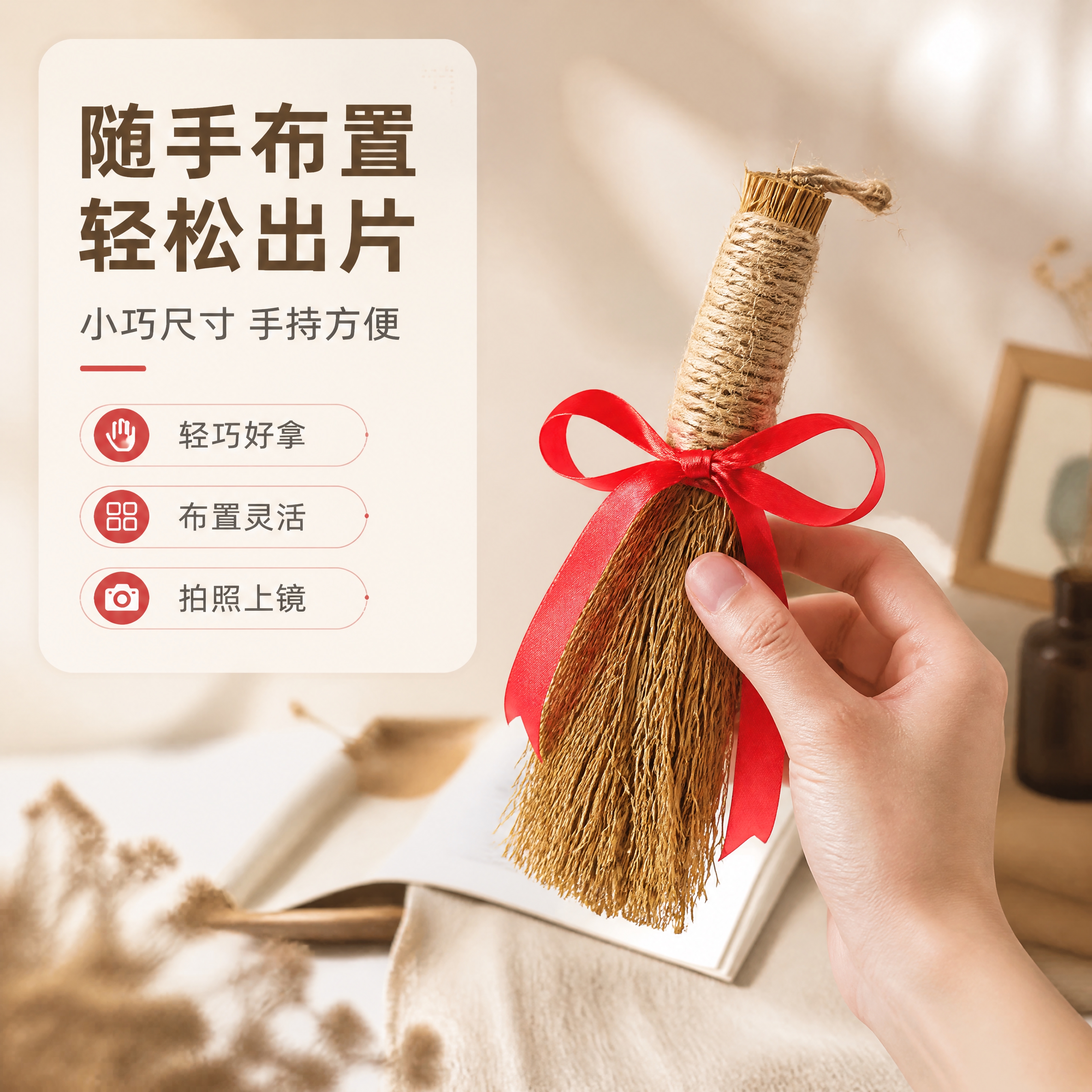 [商品] 使用【图2】稻草小毛刷捆红绳（手持款）；保留稻草材质… - 图片创意预览