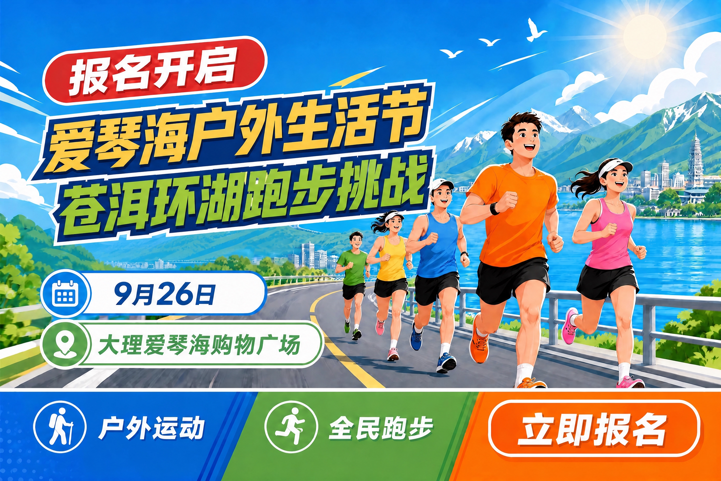 基于这张跑步海报修改主标题文字并保持跑步主视觉：主标题改为两行… - 图片创意预览