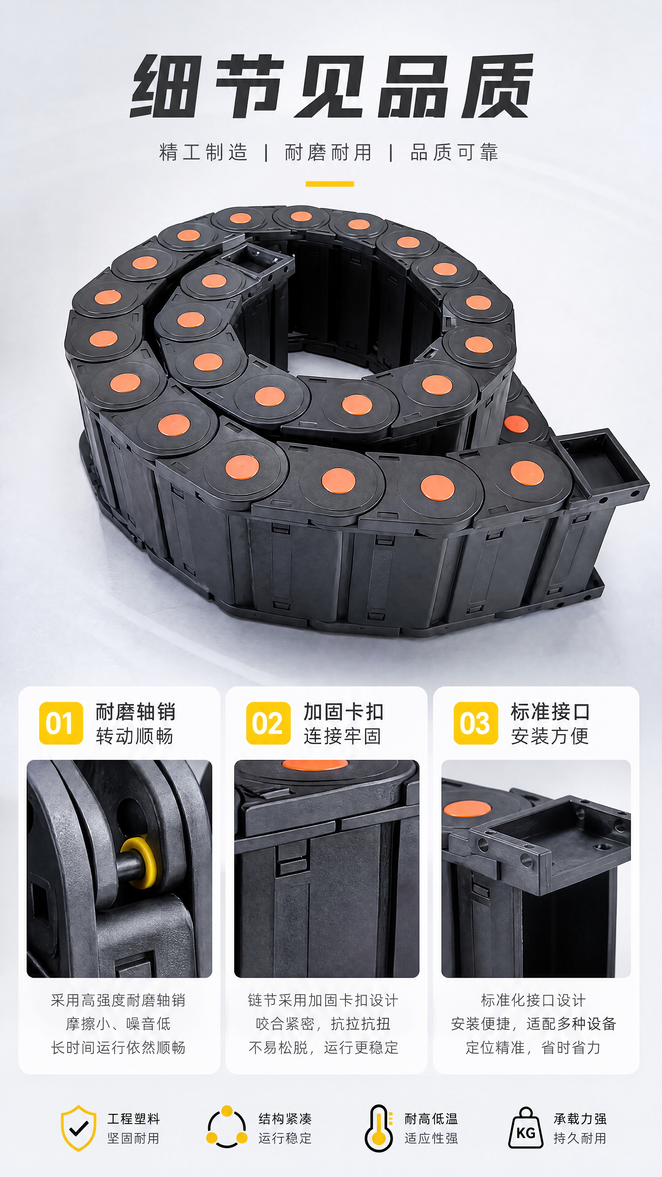[商品] 使用【图3】【图4】工程塑料拖链细节图；保留橙点/黄… - 图片创意预览