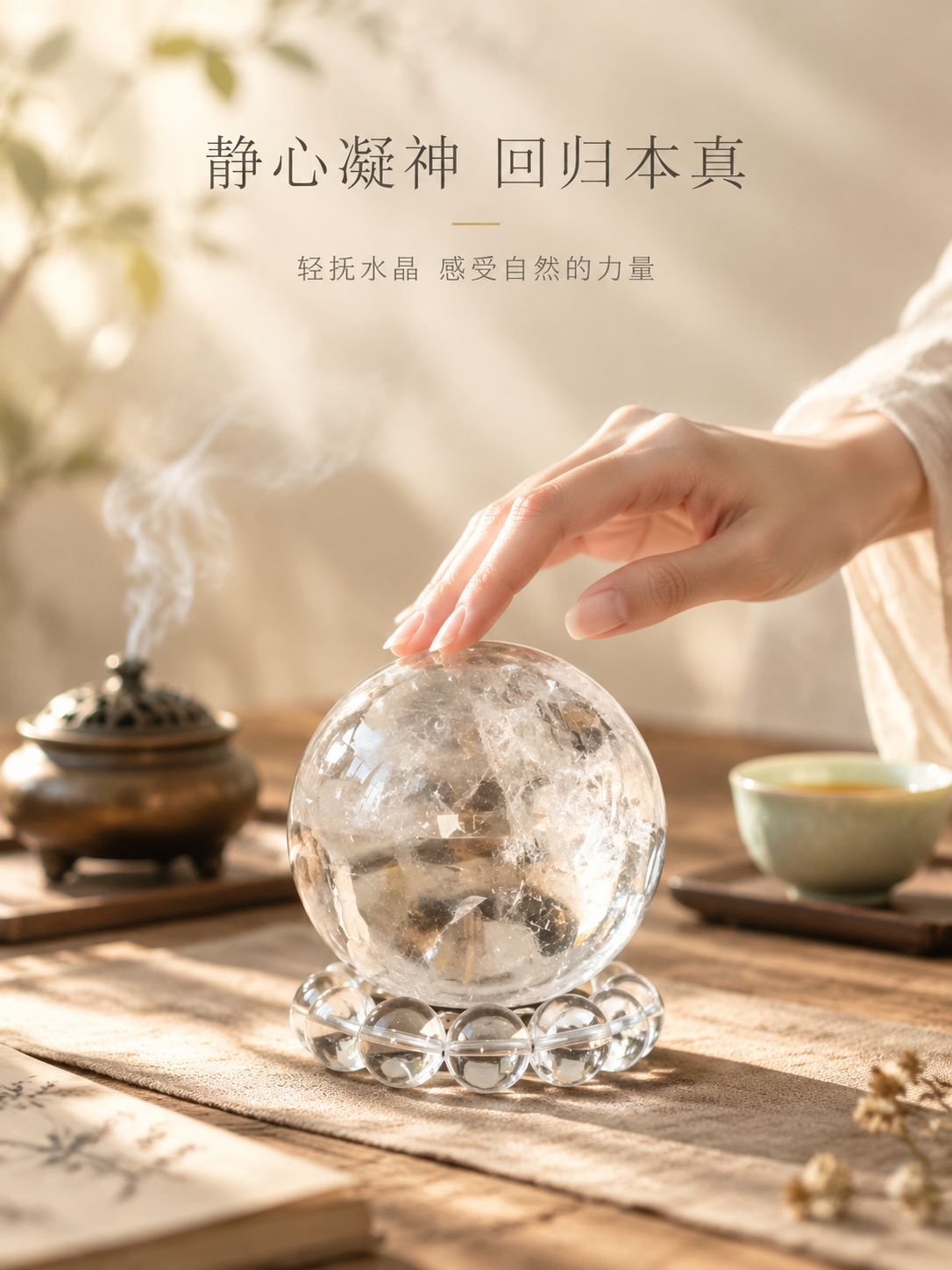[商品] 使用【图1】天然白水晶球摆件，含白水晶球+圆珠底座；… - 图片创意预览