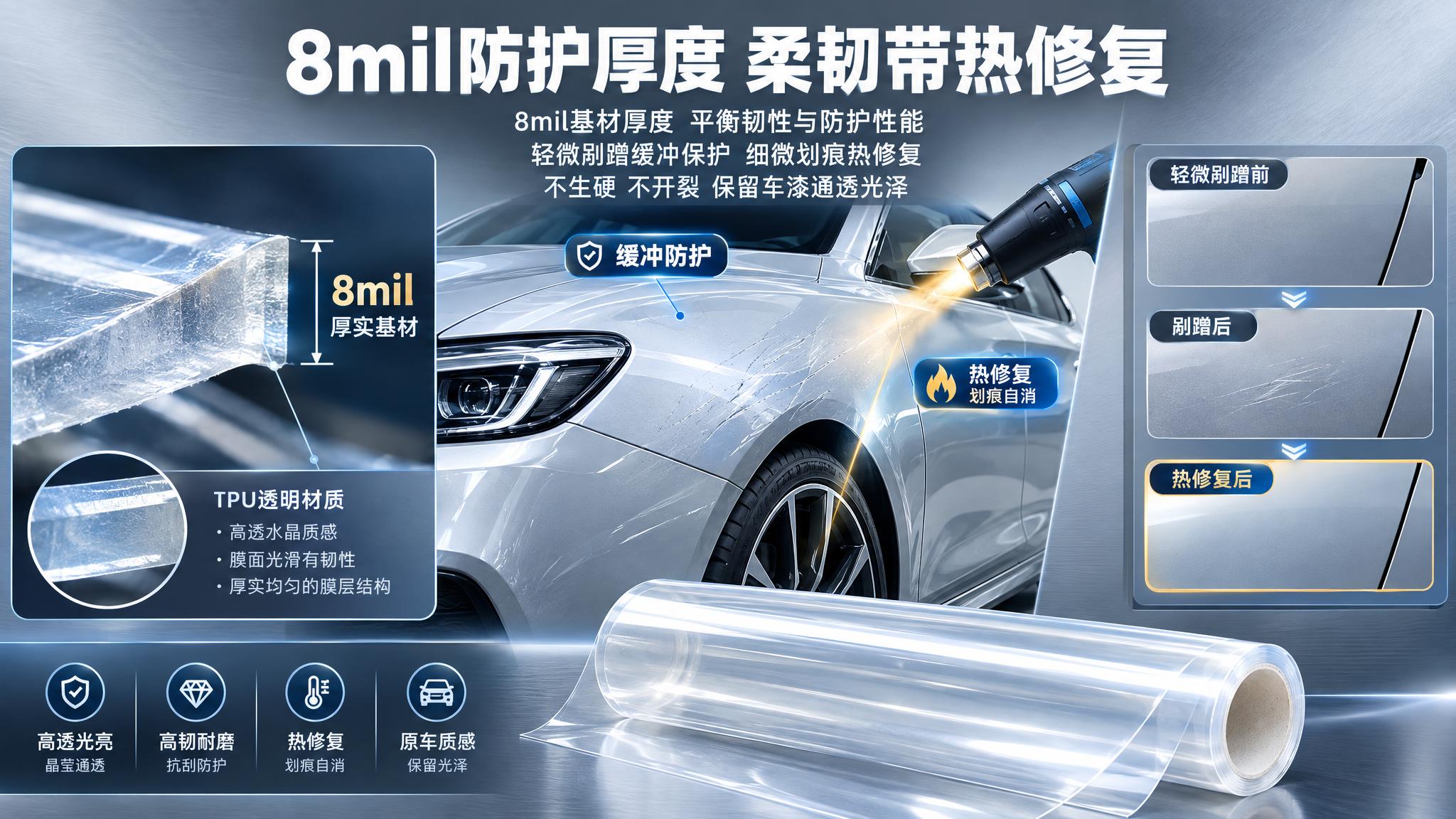 [商品] T系列原装进口TPU车衣膜，高透水晶质感，8mil厚… - 图片创意预览