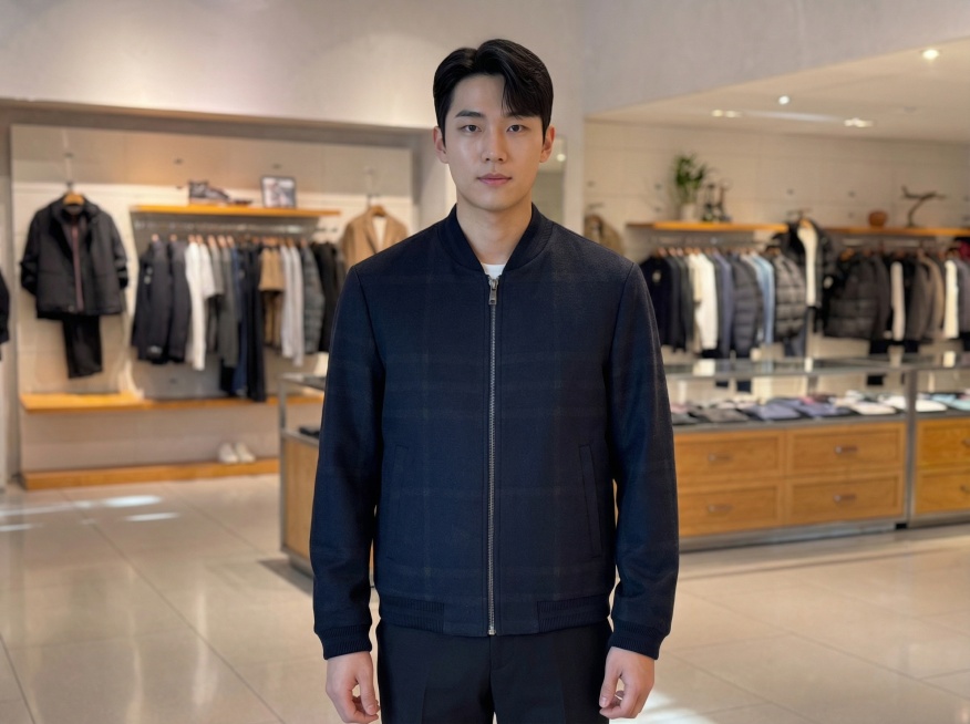将这件衣服穿在亚洲年轻模特身上，人物半身像，主体衣服完整展示，衣服熨烫平整，自动白平衡，预览效果