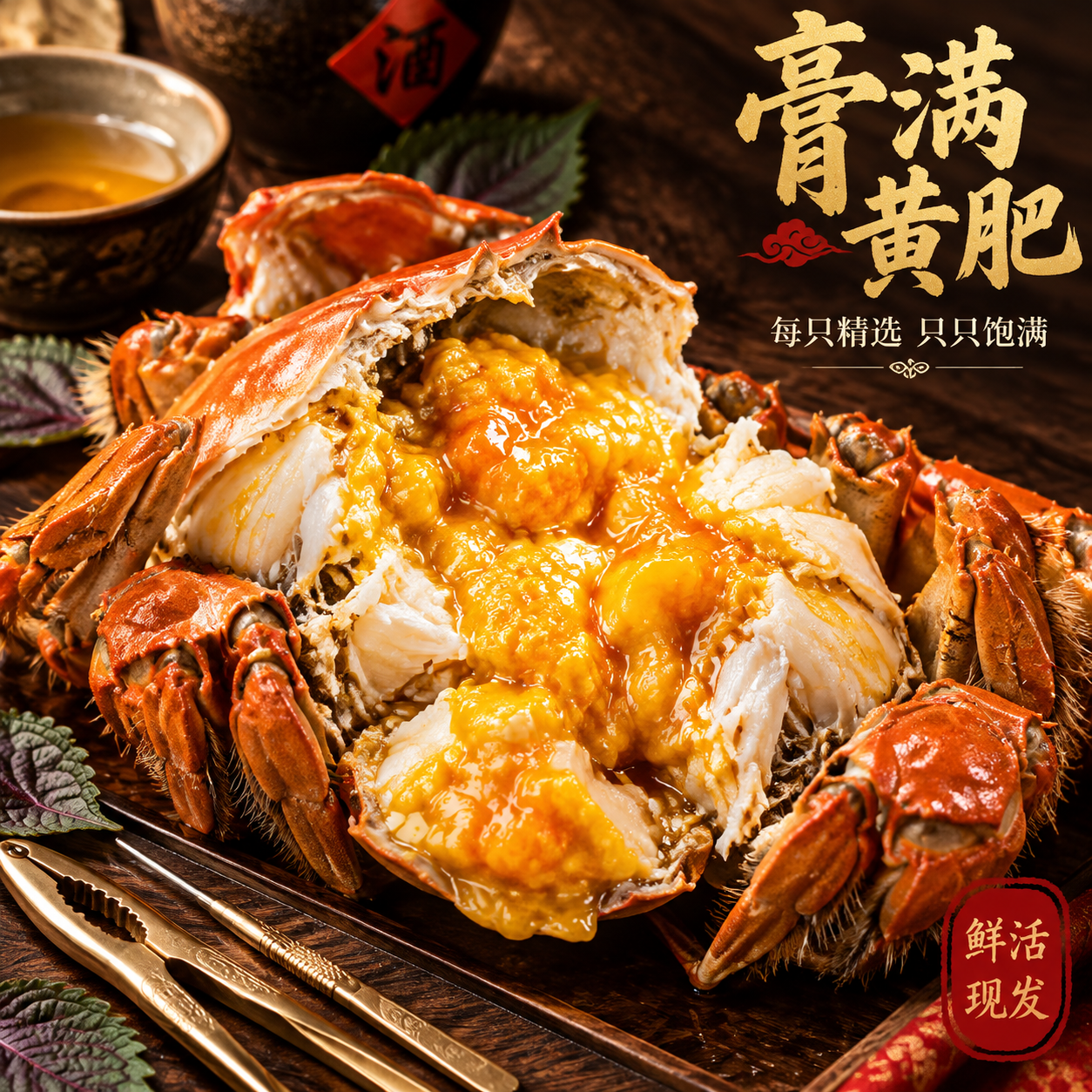 [主图-3] 细节与品质展示，微距特写大闸蟹的肥美细节，强化食… - 图片创意预览