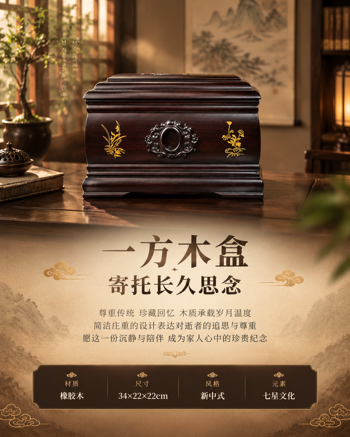 [主图-6 790×1000] 情感升华+参数总览：一方木盒寄… - 图片创意预览