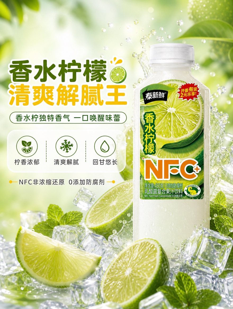 [商品] 使用【图3】泰新鲜香水柠檬口味NFC+果汁；保留方瓶… - 图片创意预览
