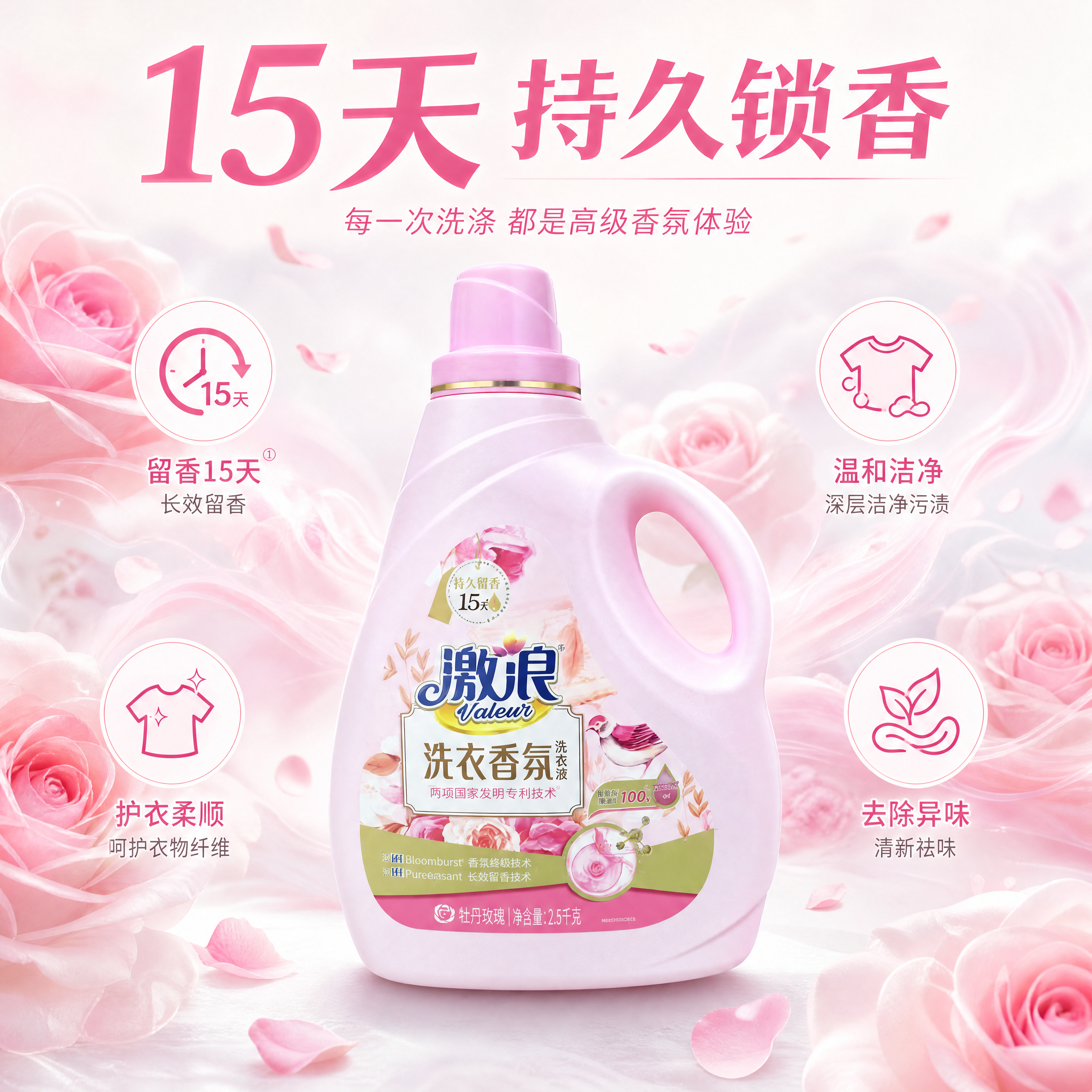 [主图-2] 激浪洗衣香氛核心卖点展示，长效留香效果可视化 [… - 图片创意预览