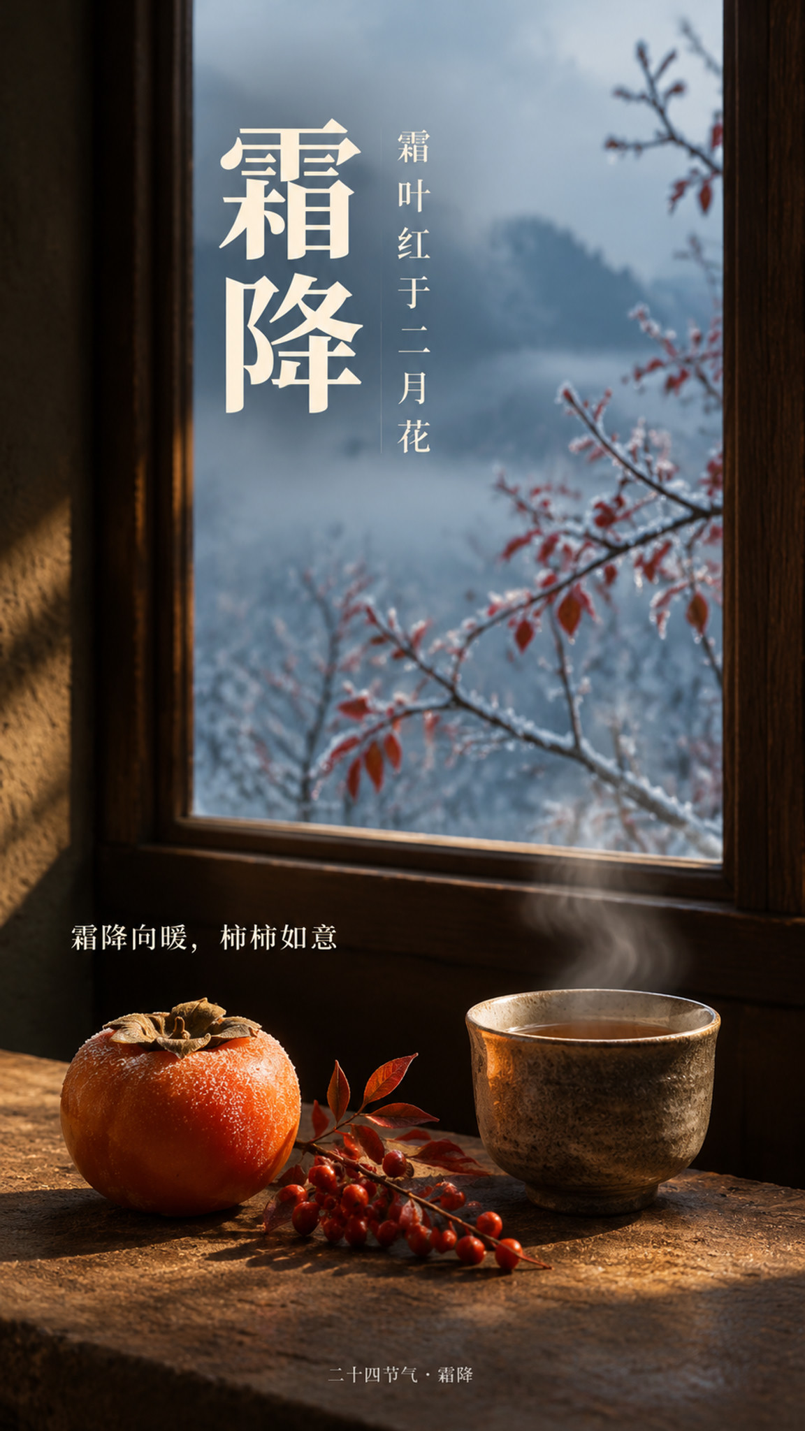 9:16 竖版电影感室内静物摄影海报，框架式构图，冷暖对比。视… - 图片创意预览
