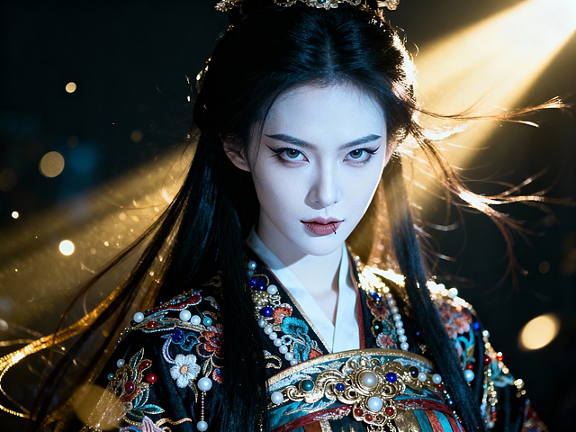 国潮风华，工笔细腻，刺绣鎏金辉映，光影交织间尽显古典优雅与梦幻奢华。