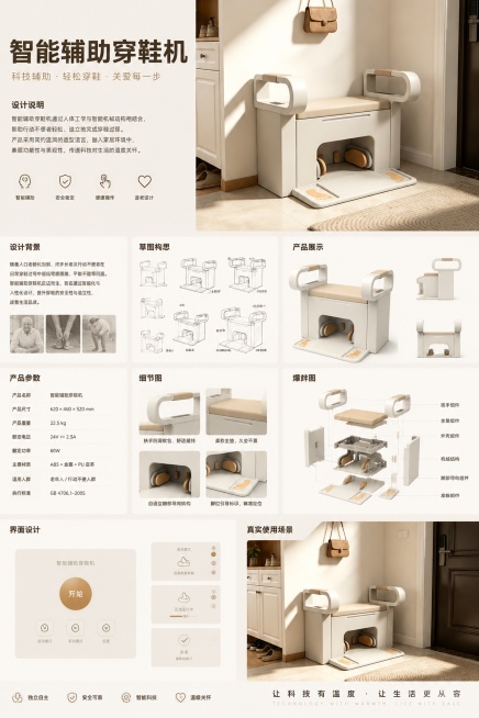 A4 size industrial design competition exhibition board, international award-winning design style, cl预览效果