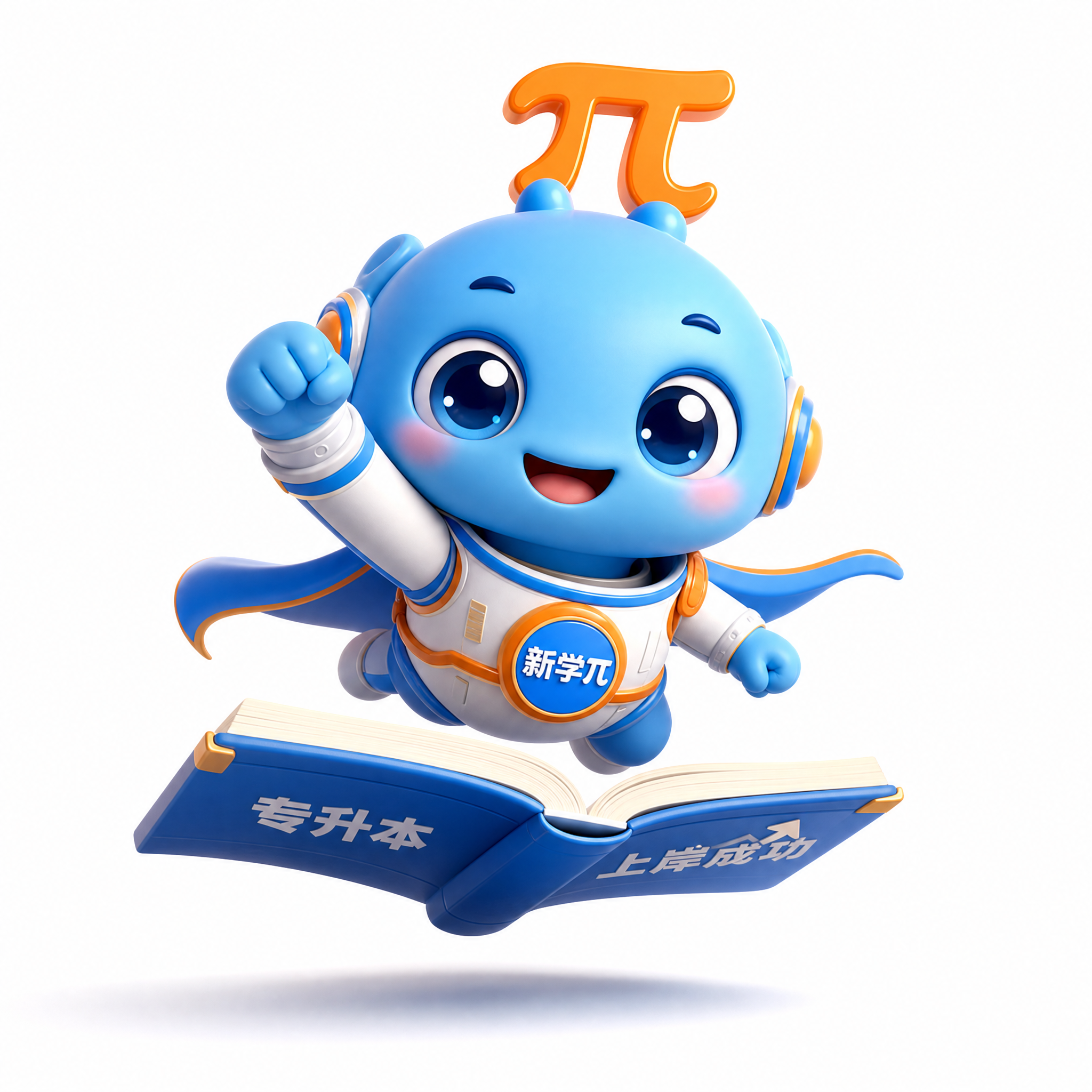Q版萌系吉祥物设计，一个可爱的π星人小精灵，圆滚滚的蓝色身体，… - 图片创意预览