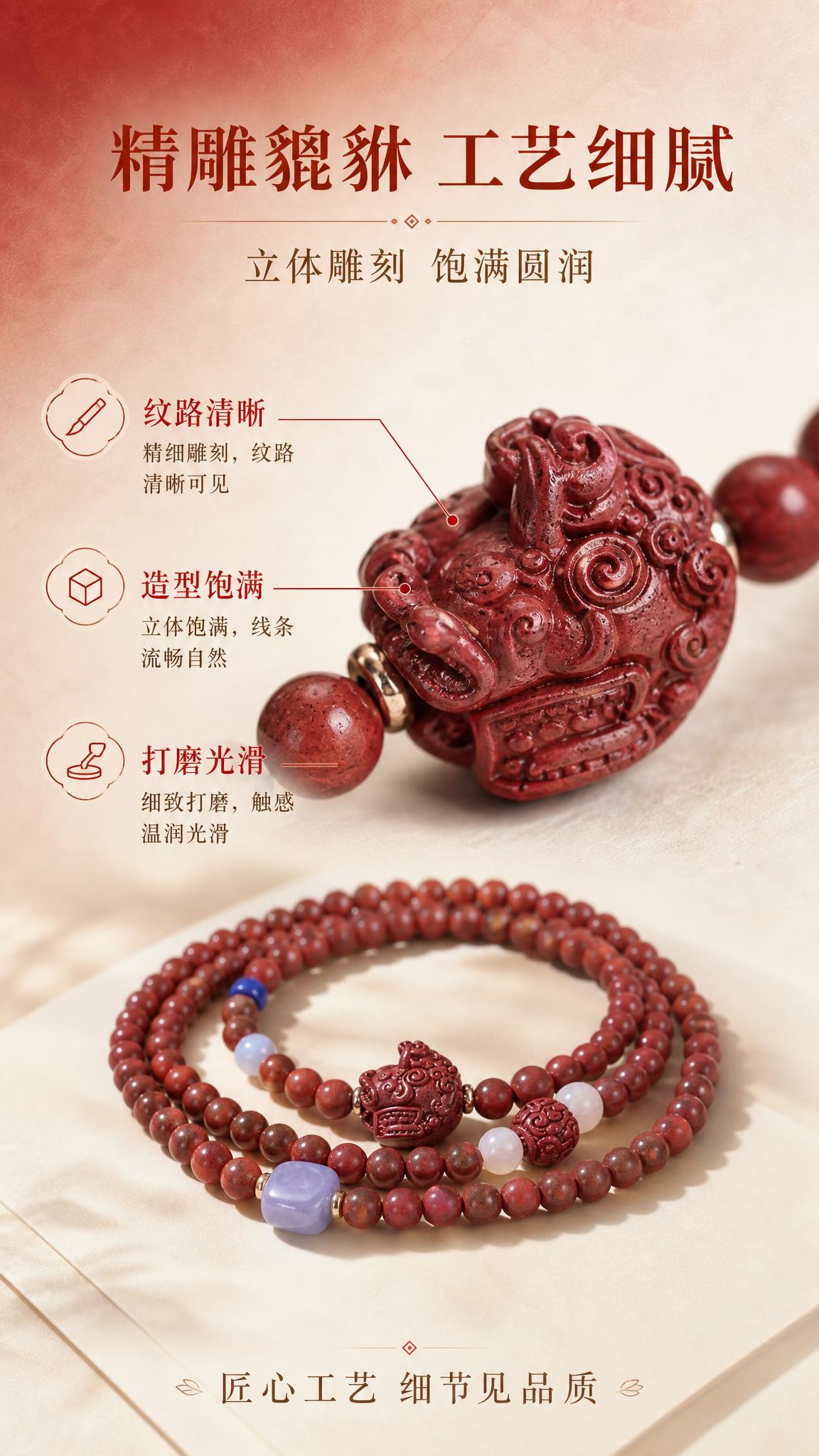[主图-6] 貔貅雕刻工艺卖点图，展示貔貅雕刻坠饰的精细工艺与… - 图片创意预览